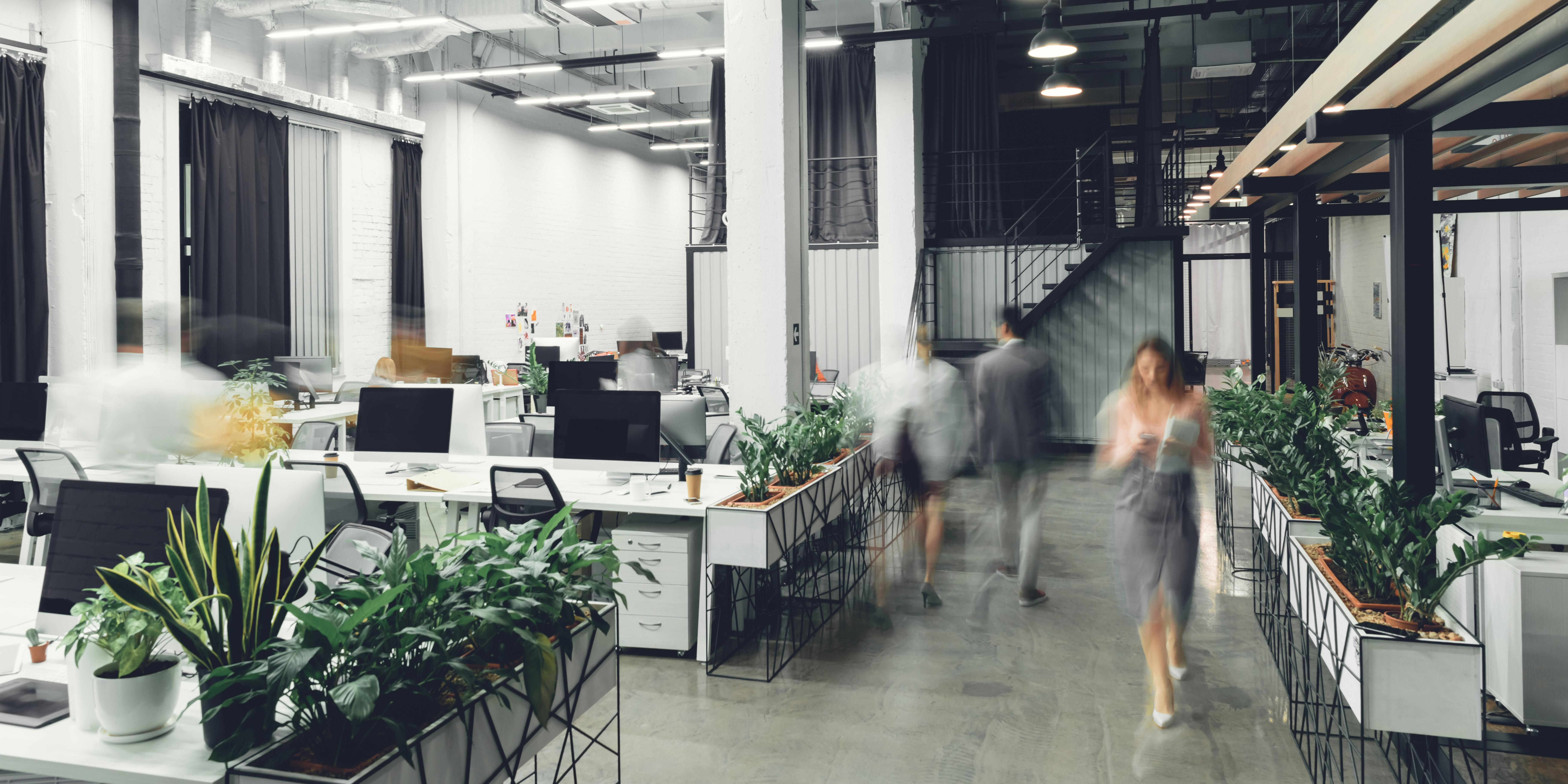 A woman walking in an office